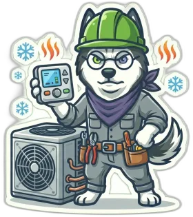 Husky Digital mascot for HVAC marketing for booked jobs
